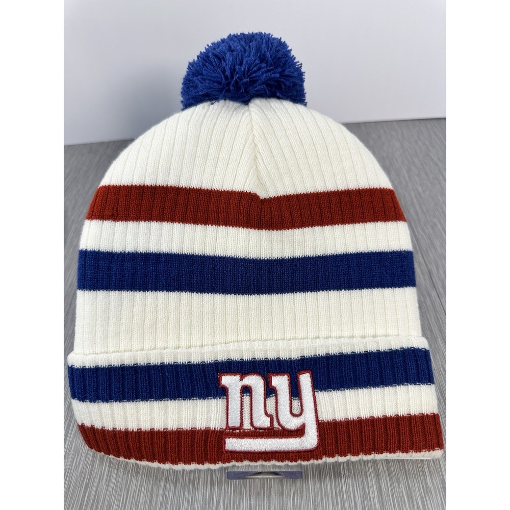 New York Giants NFL Retro Cuffed Knit Hat with Pom Red/White/Blue